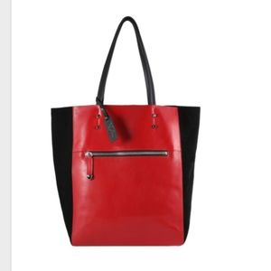 Red Calf/ Black Suede Large Tote - Italy